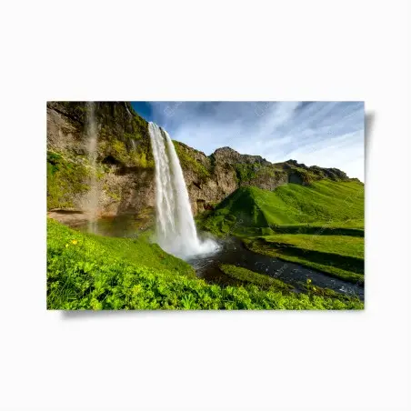 Poster cascata maestosa di Seljalandsfoss, natura dell'Islanda • Wallissimo®
