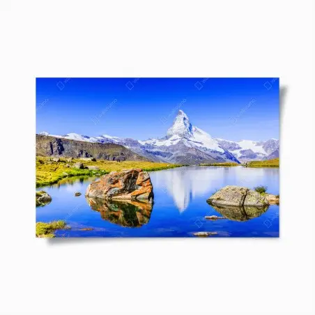 Poster riflesso del Cervino sul lago Stellisee • Wallissimo®