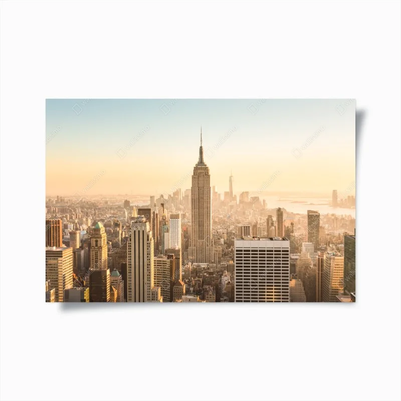 Poster panorama urbano di New York al tramonto