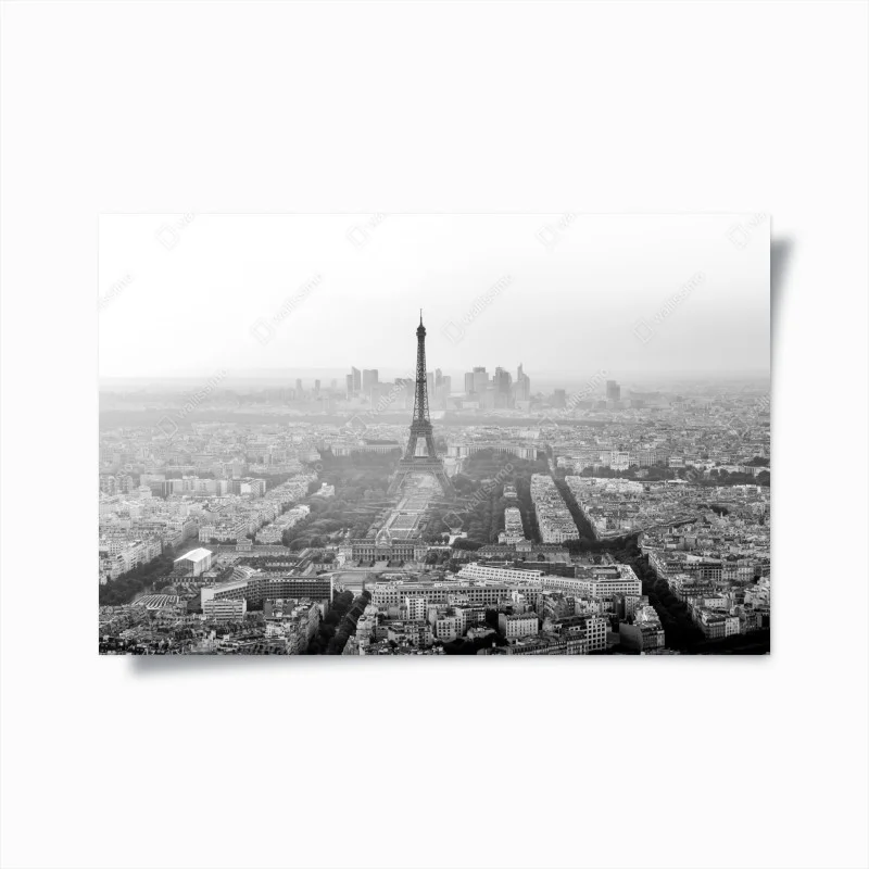 Poster vista aerea monocromatica di Parigi con la Torre Eiffel