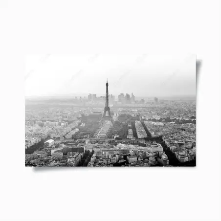 Poster vista aerea monocromatica di Parigi con la Torre Eiffel • Wallissimo®