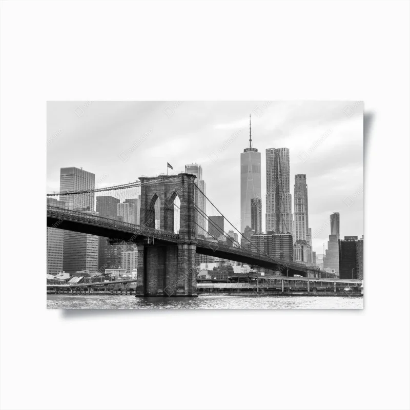 Poster stampa artistica in bianco e nero del ponte di Brooklyn e skyline di New York • Wallissimo® Poster stampa artistica in bianco e nero del ponte di Brooklyn e skyline di New York • Wallissimo®