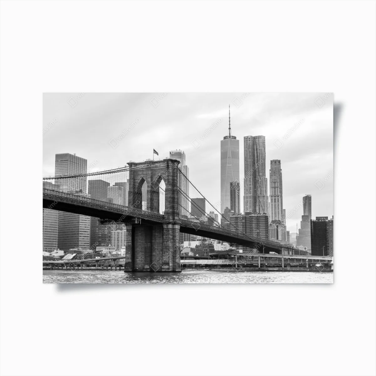 Poster stampa artistica in bianco e nero del ponte di Brooklyn e skyline di New York • Wallissimo® Poster stampa artistica in bianco e nero del ponte di Brooklyn e skyline di New York • Wallissimo®