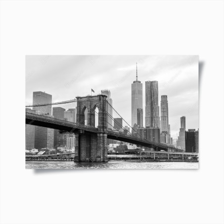 Poster stampa artistica in bianco e nero del ponte di Brooklyn e skyline di New York • Wallissimo®