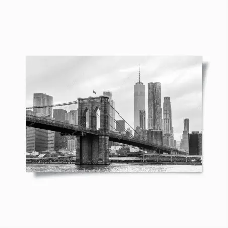 Poster stampa artistica in bianco e nero del ponte di Brooklyn e skyline di New York • Wallissimo®