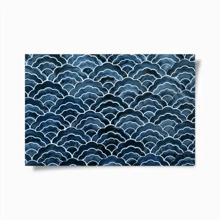Poster motivo onde giapponesi blu dall'effetto acquerello • Wallissimo®