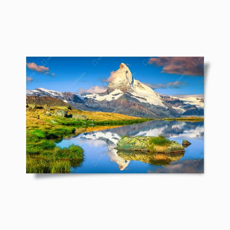Poster riflessi del Cervino sul lago alpino