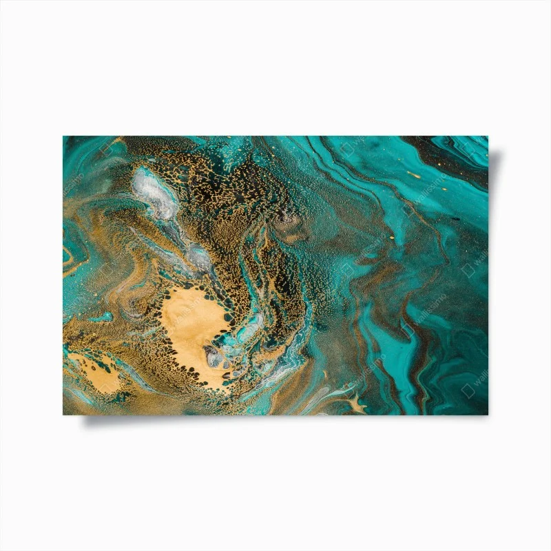 Poster marea turchese e oro astratta