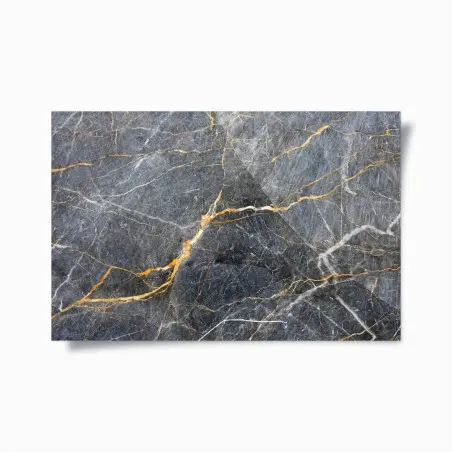 Poster marmo grigio con venature dorate • Wallissimo®