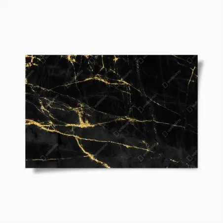 Poster marmo nero con venature dorate • Wallissimo®