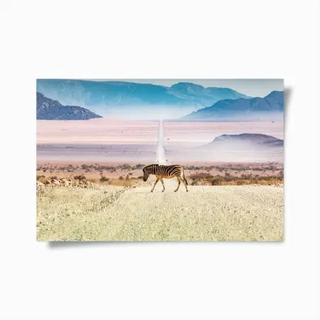 Poster zebra che attraversa la strada infinita • Wallissimo®