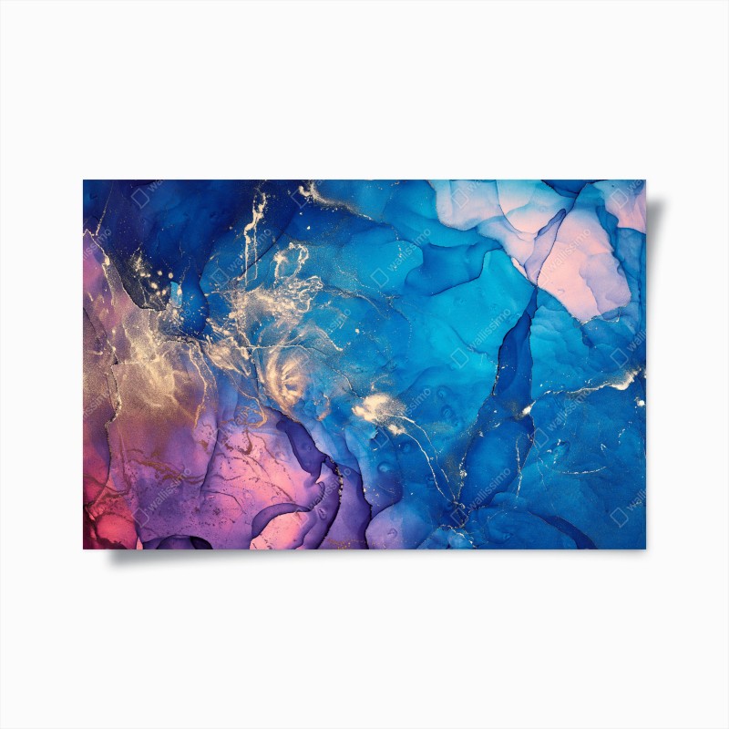 Poster marmo cosmico blu e oro