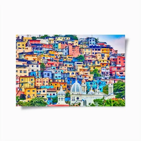 Poster panorama colorato di Las Penas a Guayaquil • Wallissimo®