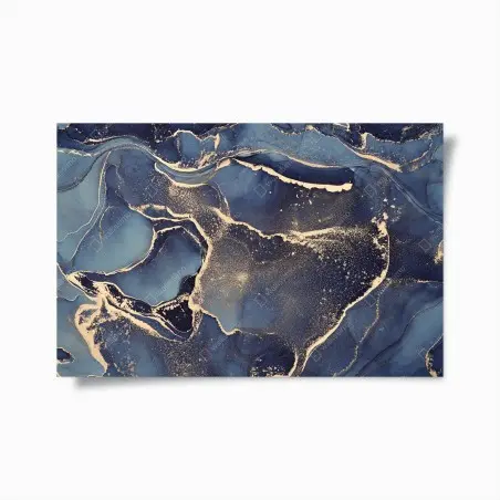 Poster onde dorate nel blu profondo • Wallissimo®