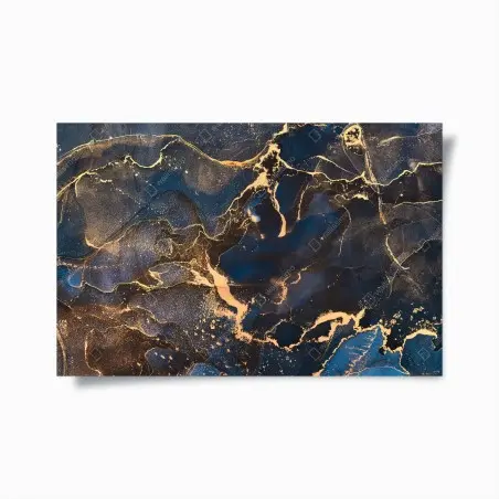 Poster correnti dorate: paesaggio astratto in inchiostro • Wallissimo®