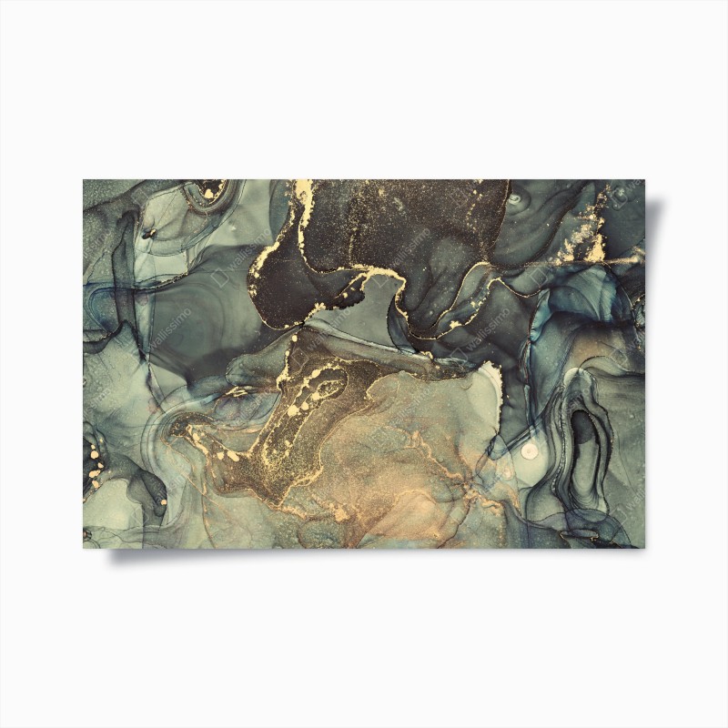 Poster astratto fluido con riflessi dorati