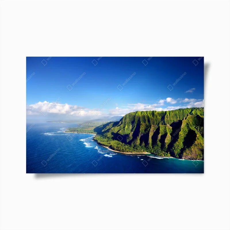 Poster panorama costiero tropicale dalle scogliere verdi