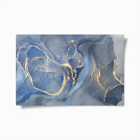 Poster marmo liquido blu e oro • Wallissimo®