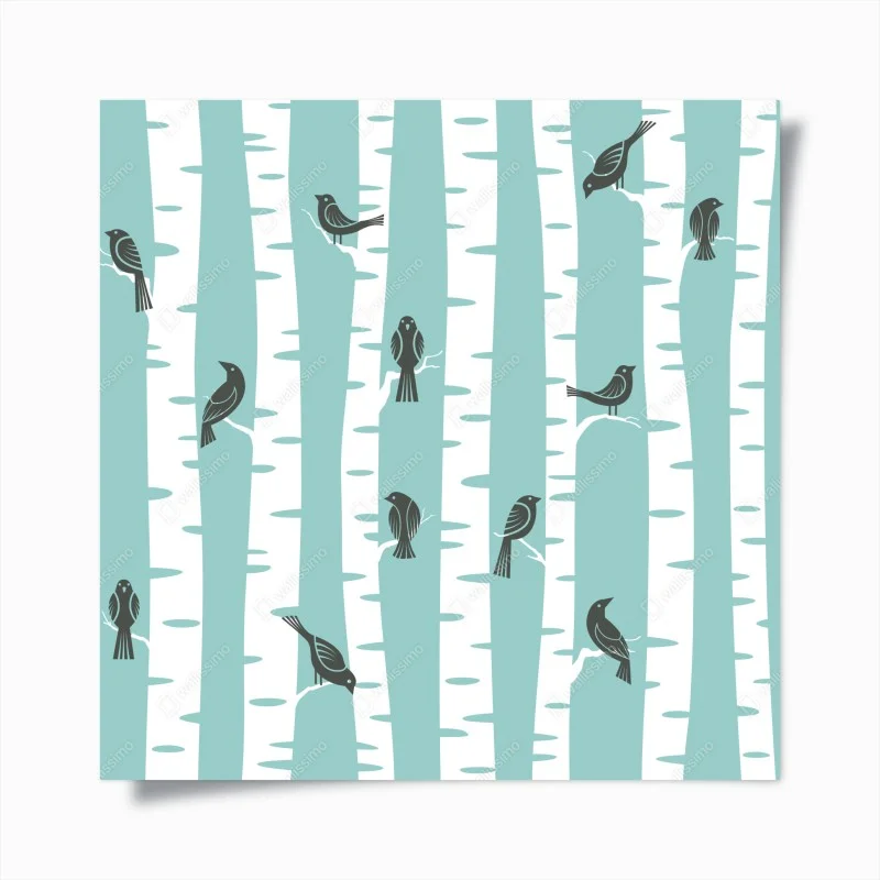 Poster betulle e uccellini in stile nordico