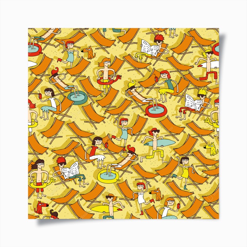 Poster giornata di spiaggia in stile cartoon