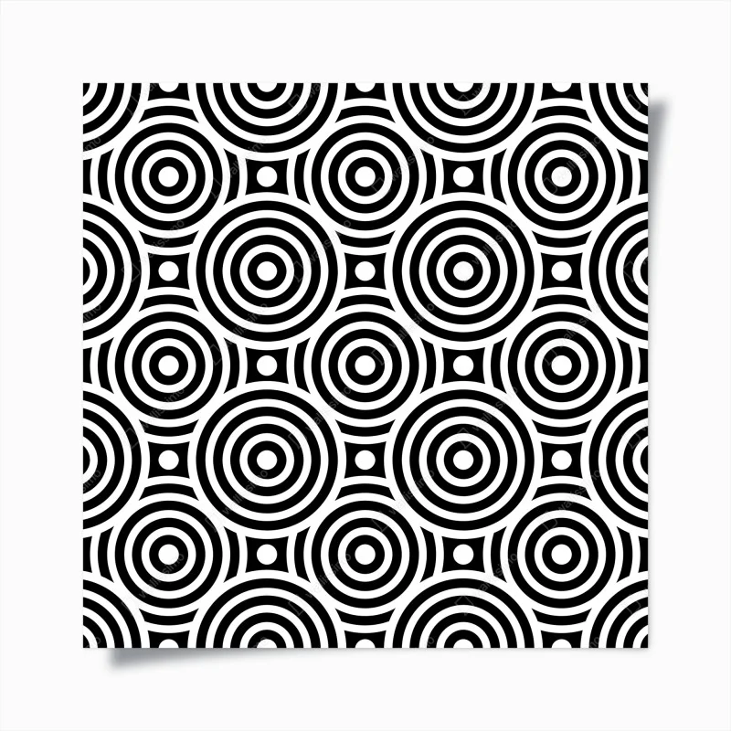 Poster motivo optical a cerchi concentrici in bianco e nero
