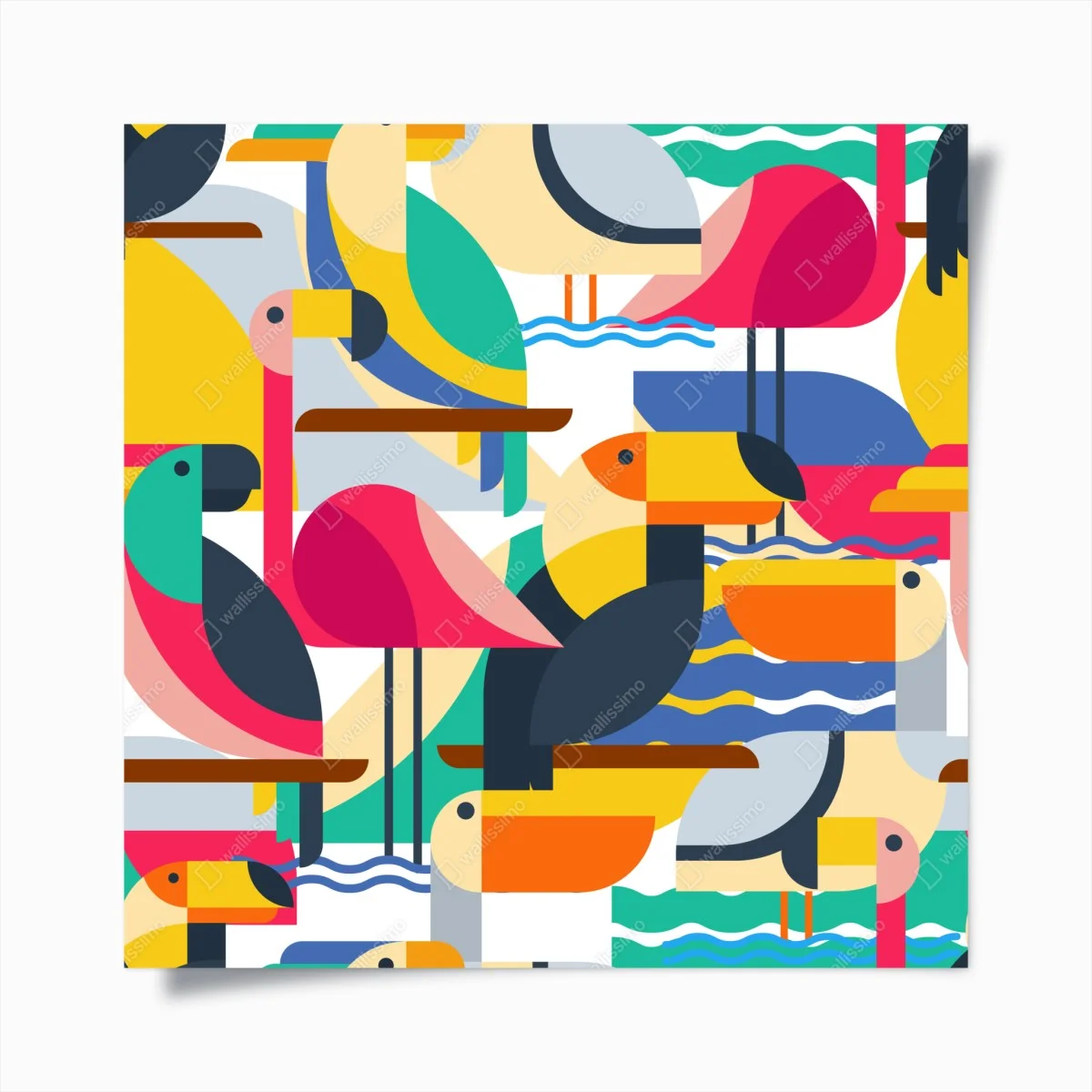 Poster uccelli tropicali in stile geometrico • Wallissimo® Poster uccelli tropicali in stile geometrico • Wallissimo®
