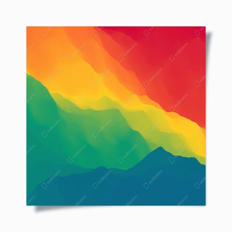 Poster paesaggio montano astratto dai colori vibranti
