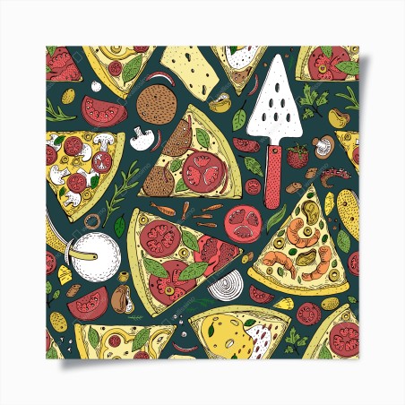 Poster motivo pizza illustrata colorata per pareti • Wallissimo®