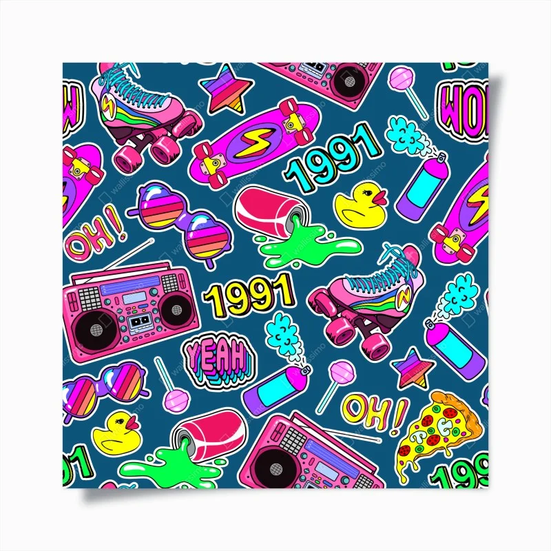 Poster motivo pop anni '90 colorato