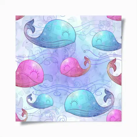 Poster balene acquerellate in stile giocoso • Wallissimo®
