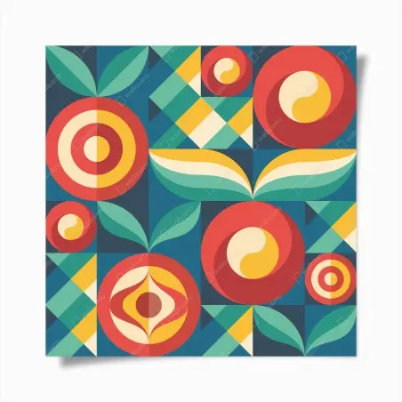 Poster motivo floreale geometrico in stile mid-century • Wallissimo®