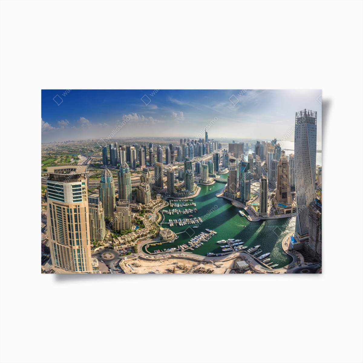 Poster vista panoramica di Dubai Marina, skyline moderno • Wallissimo®