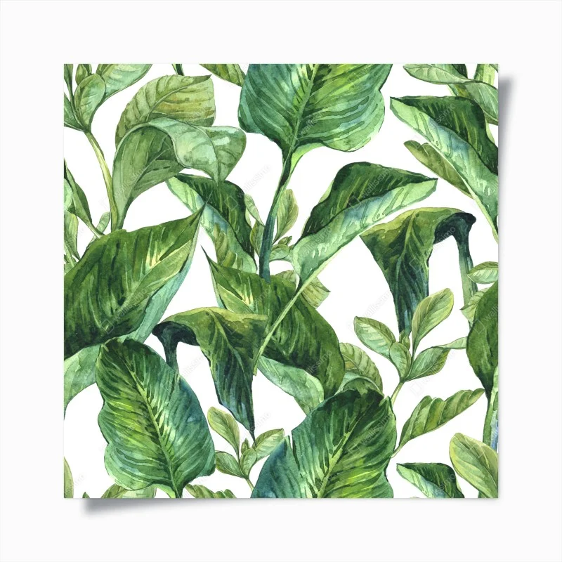 Poster motivo botanico di foglie tropicali in acquerello