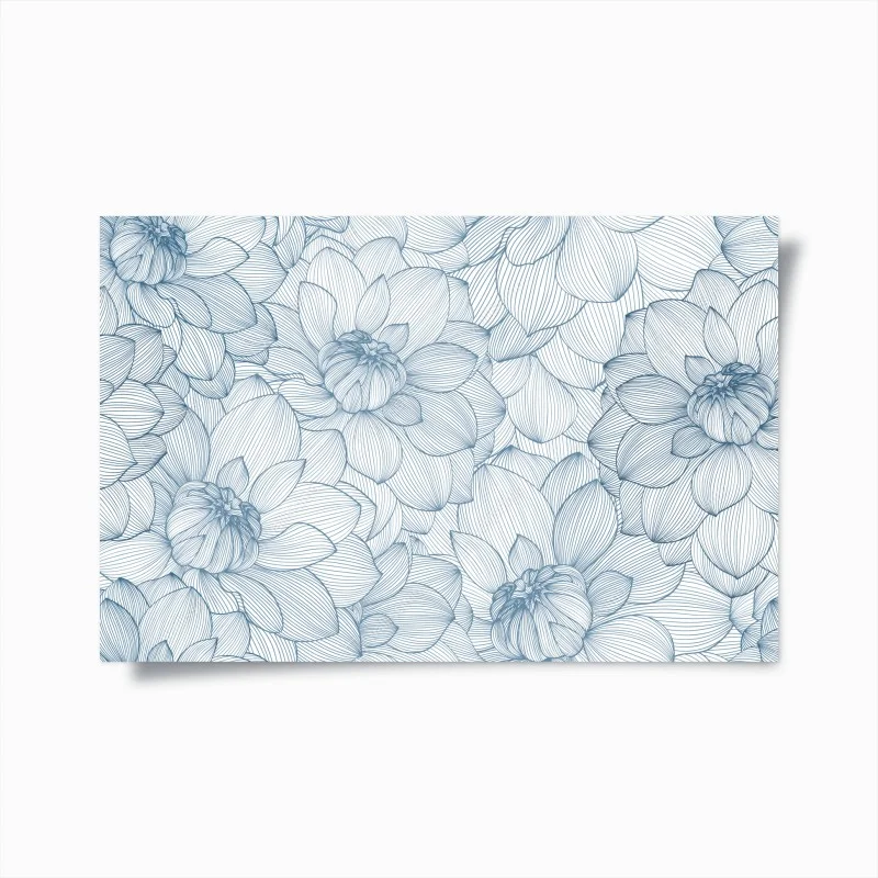 Poster motivo floreale lineare blu