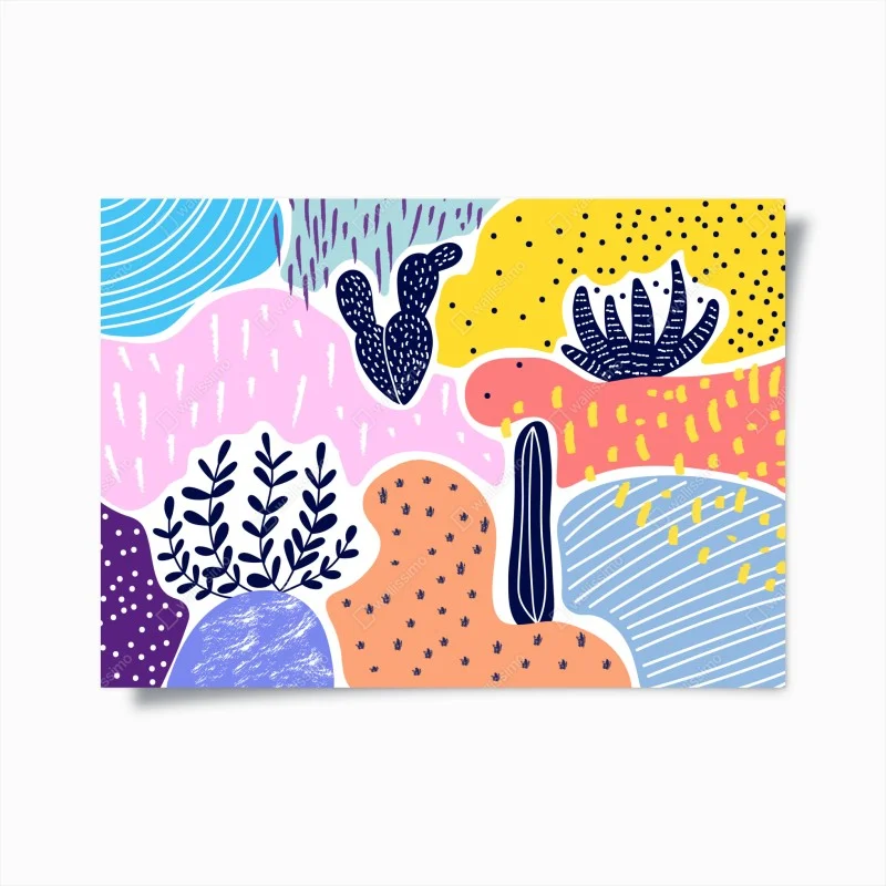 Poster giardino astratto di cactus e piante
