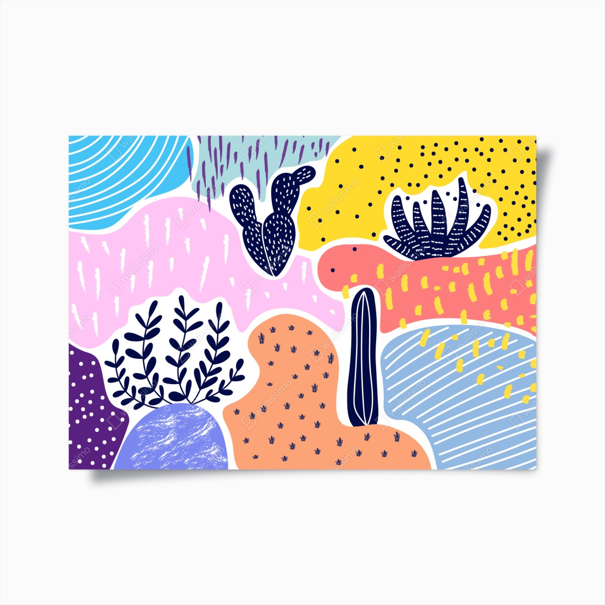 Poster giardino astratto di cactus e piante • Wallissimo®