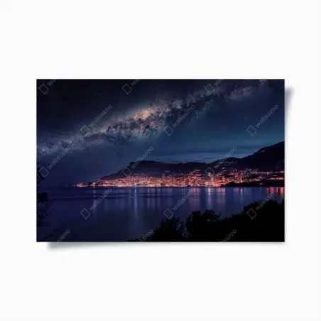 Poster panorama costiero notturno sotto la Via Lattea • Wallissimo®