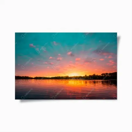 Poster tramonto vibrante sul lago • Wallissimo®