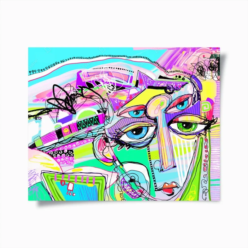 Poster volto astratto cromatico