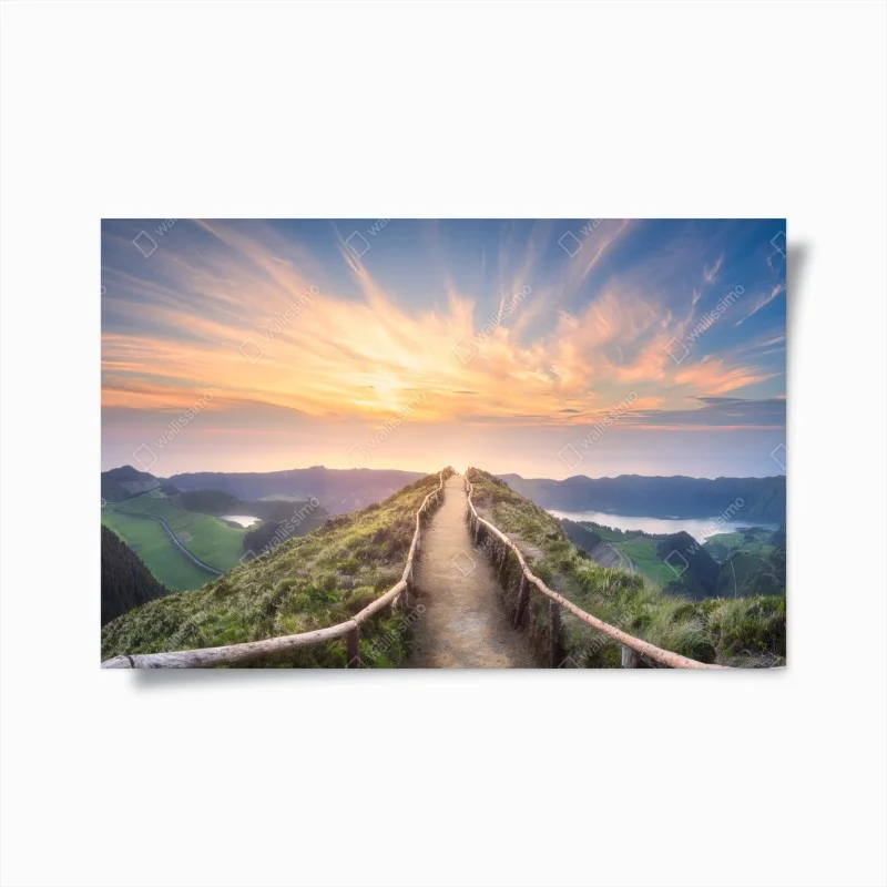 Poster sentiero verso l'orizzonte al tramonto