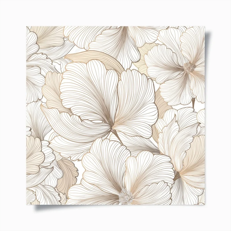 Poster motivo floreale a linee sottili crema