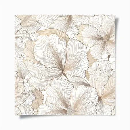 Poster motivo floreale a linee sottili crema • Wallissimo®