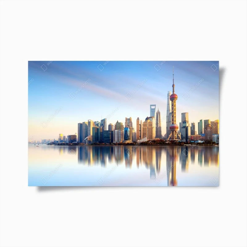 Poster skyline di Shanghai all'alba