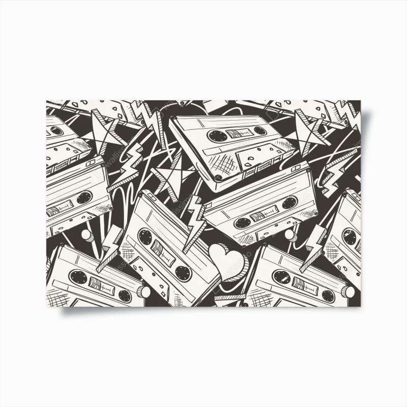 Poster motivo vintage di cassette audio