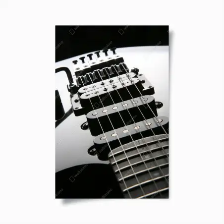 Poster primo piano di una chitarra elettrica lucida • Wallissimo®