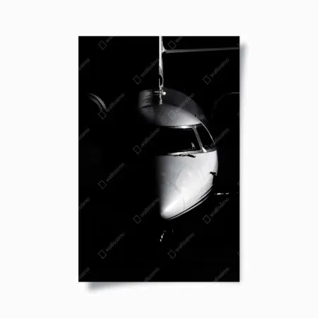 Poster profilo frontale di un aereo in bianco e nero • Wallissimo®