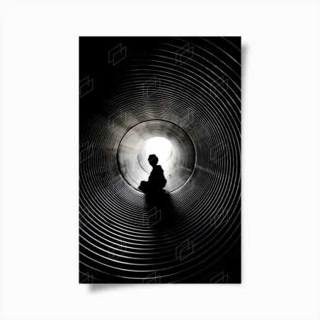 Poster sagoma nel tunnel di luce e ombre • Wallissimo®