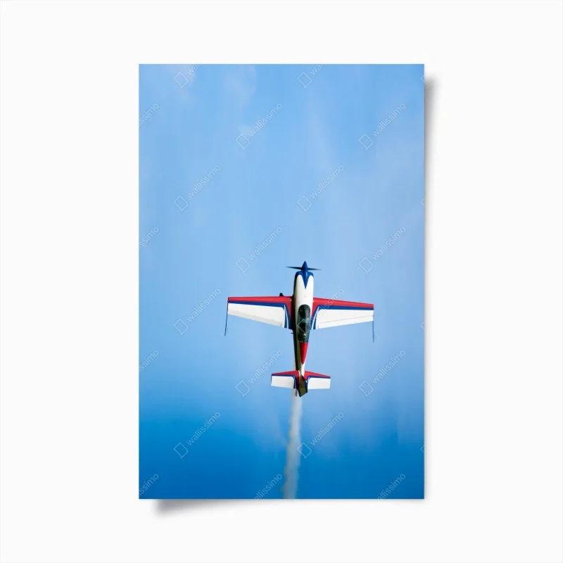 Poster aereo acrobatico in verticale su cielo azzurro