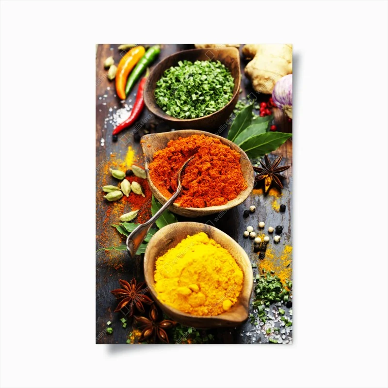 Poster esplosione di spezie e colori per la cucina