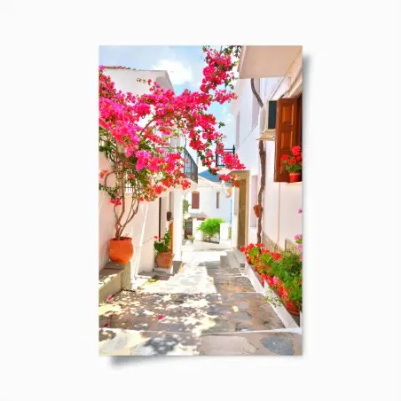 Poster vicolo fiorito al sole • Wallissimo®